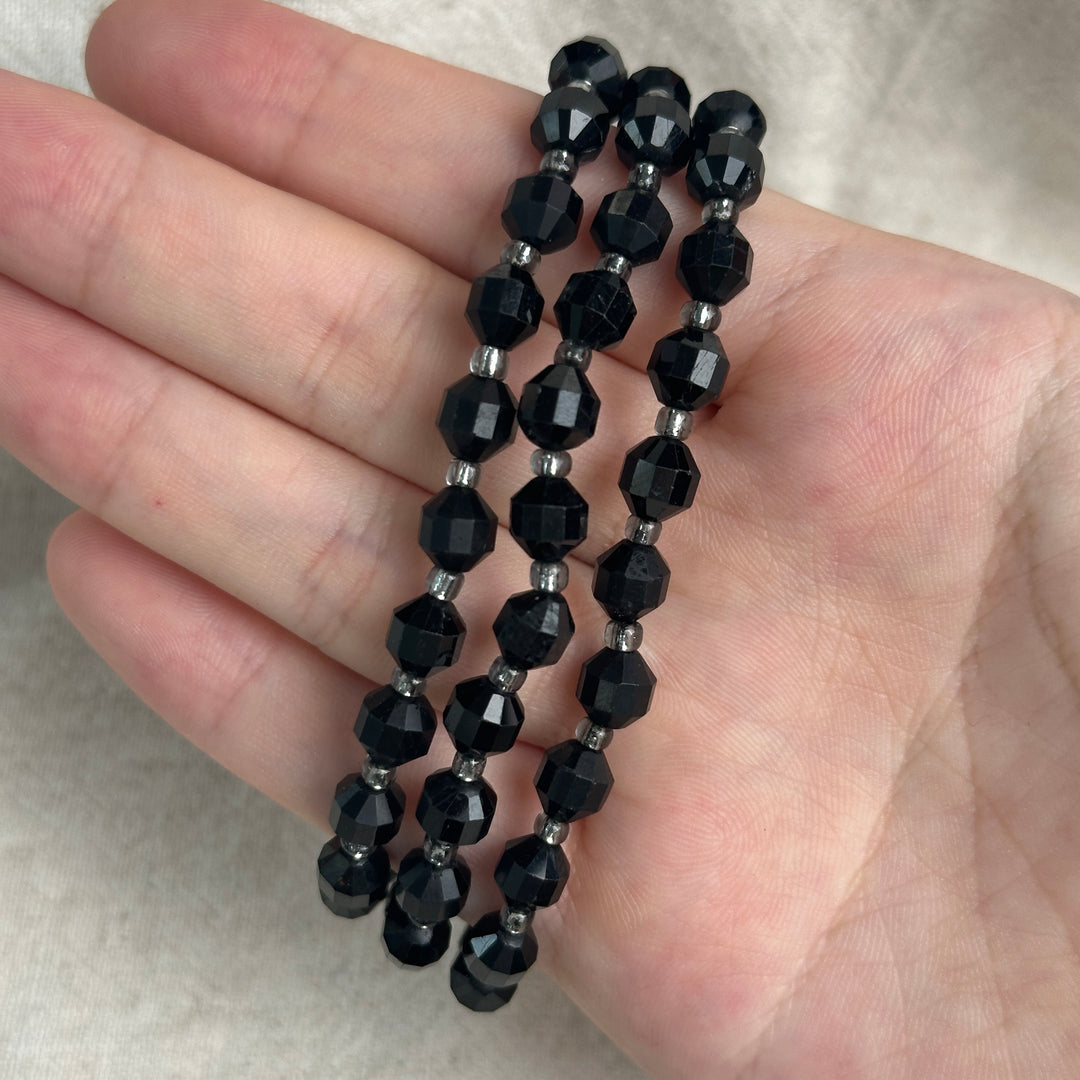 Black Tourmaline Faceted Bracelet 5.6-5.9mm