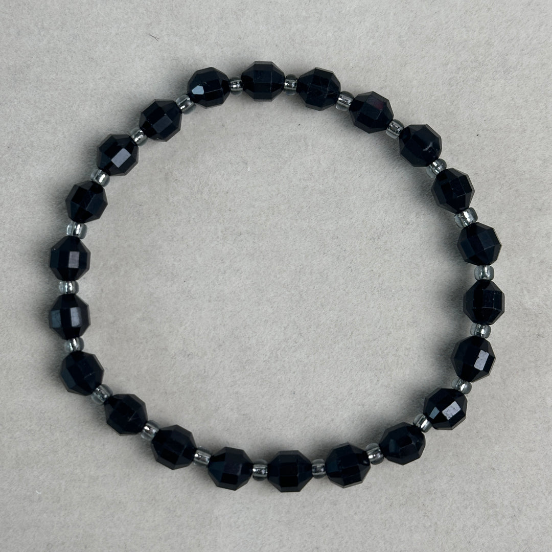 Black Tourmaline Faceted Bracelet 5.6-5.9mm