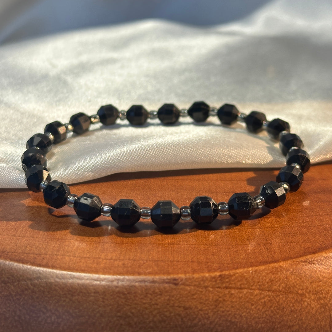 Black Tourmaline Faceted Bracelet 5.6-5.9mm