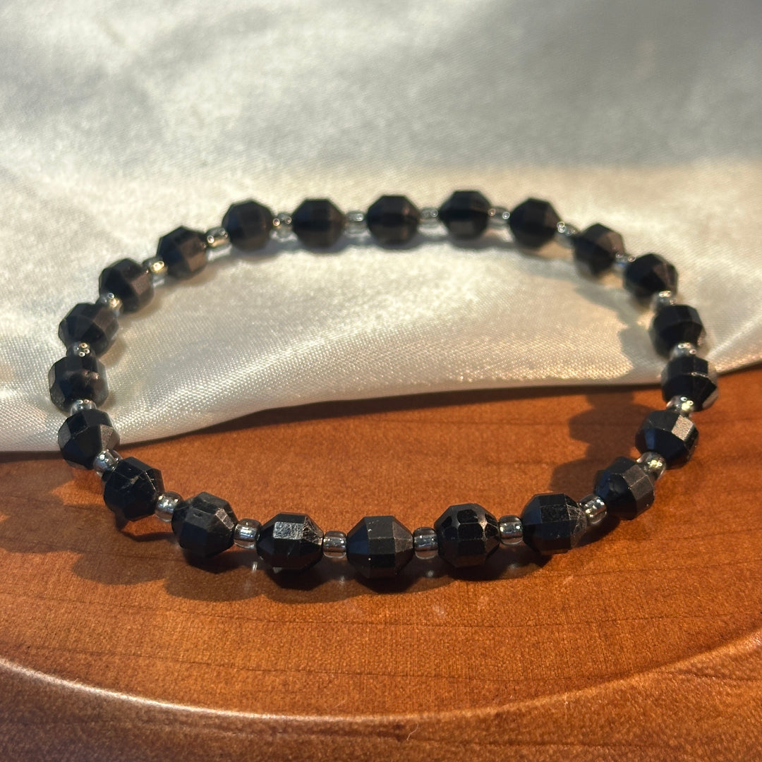 Black Tourmaline Faceted Bracelet 5.6-5.9mm