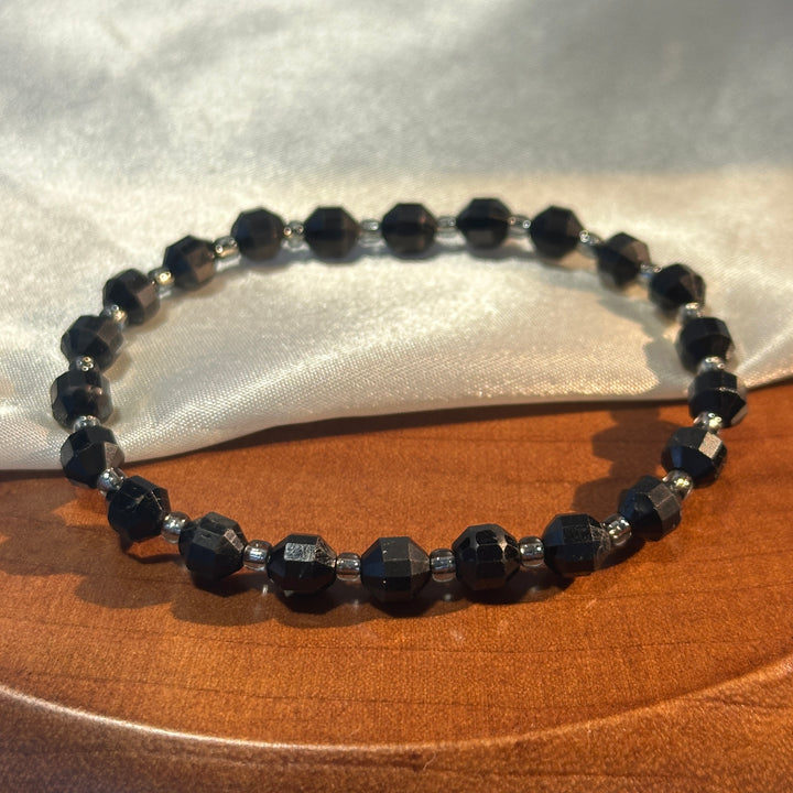 Black Tourmaline Faceted Bracelet 5.6-5.9mm