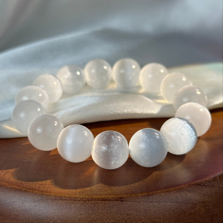 Selenite Bead Bracelet 14.3-14.5mm