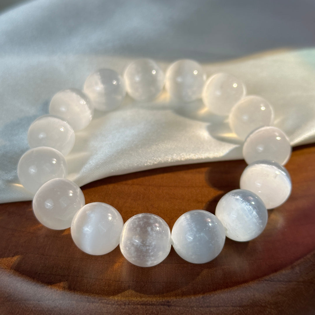 Selenite Bead Bracelet 14.3-14.5mm