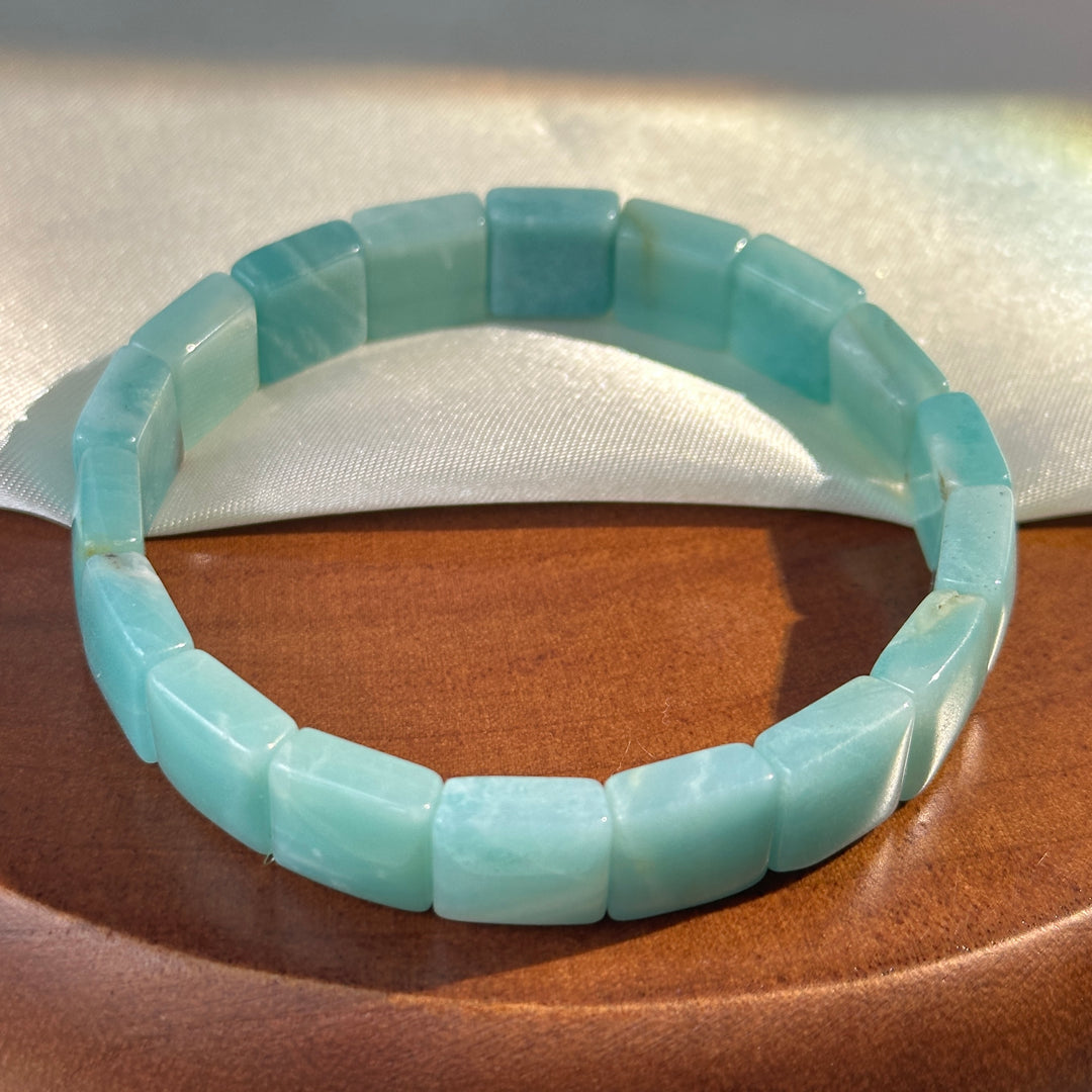 Blue Quartzite Square Bead Bracelet 11.1-11.3mm