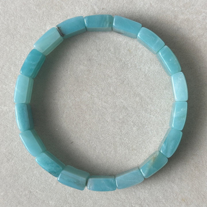 Blue Quartzite Square Bead Bracelet 11.1-11.3mm