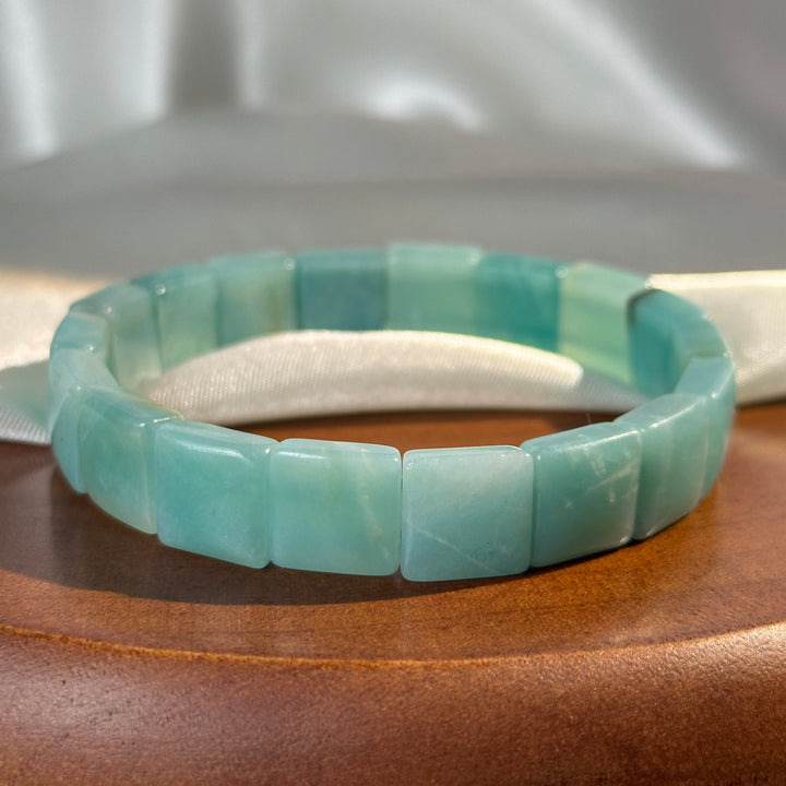 Blue Quartzite Square Bead Bracelet 11.1-11.3mm