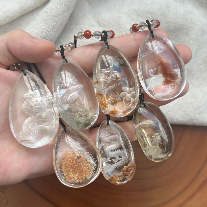 Unique Natural Crystal Reverse Intaglio Pendant