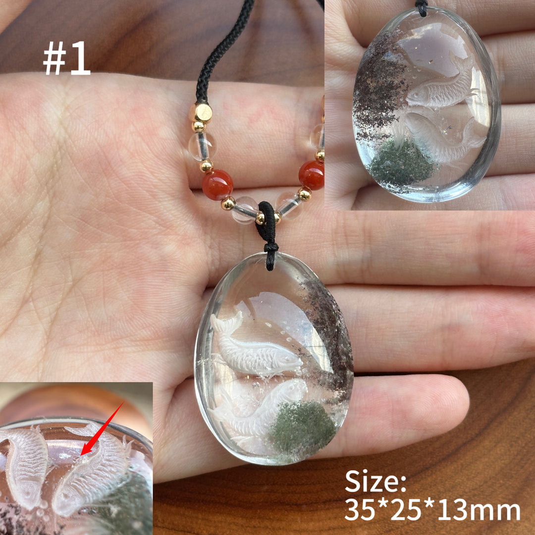 Unique Natural Garden Quartz Intaglio Crystal Pendant