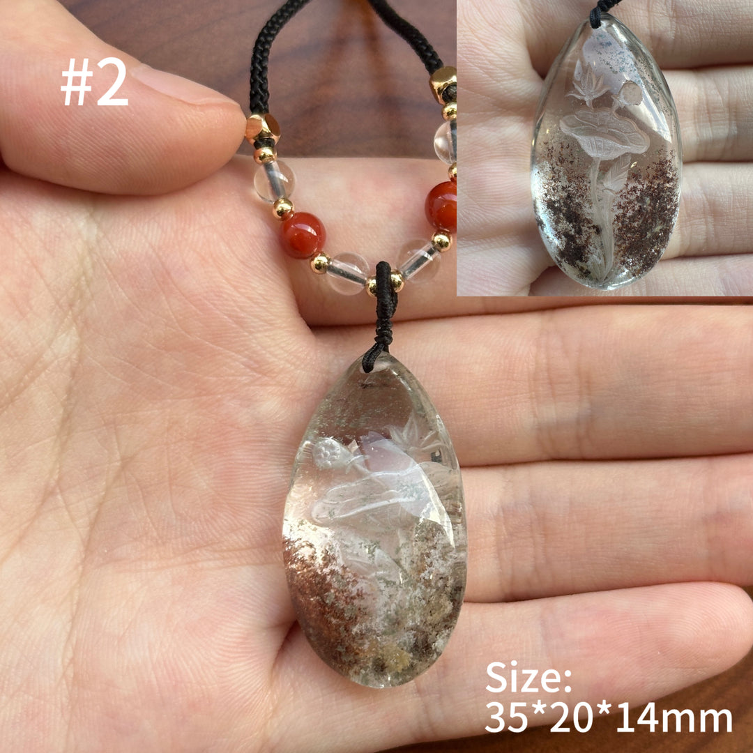 Unique Natural Garden Quartz Intaglio Crystal Pendant