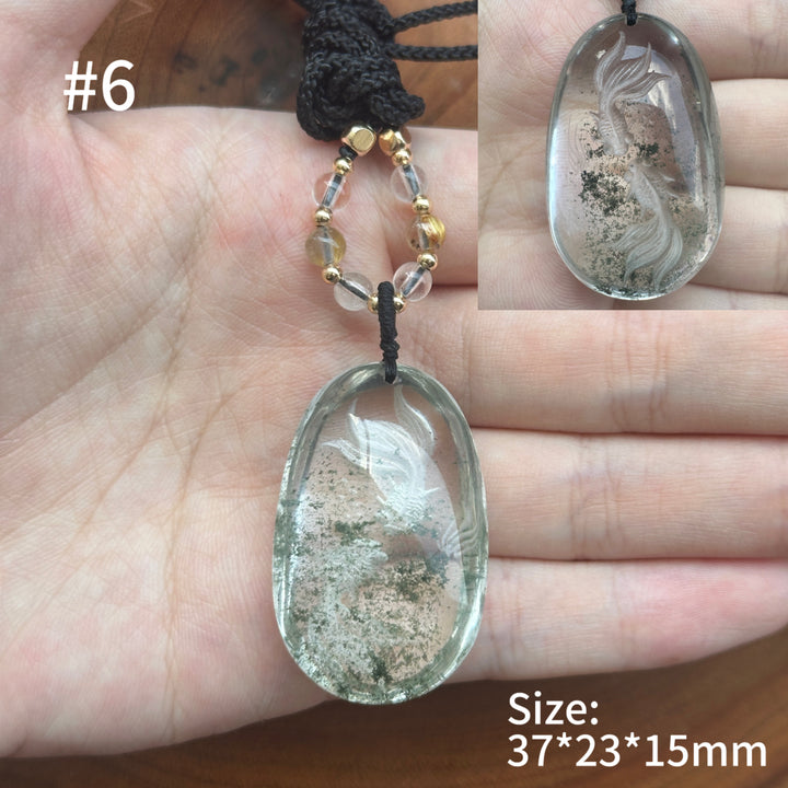 Unique Natural Garden Quartz Intaglio Crystal Pendant