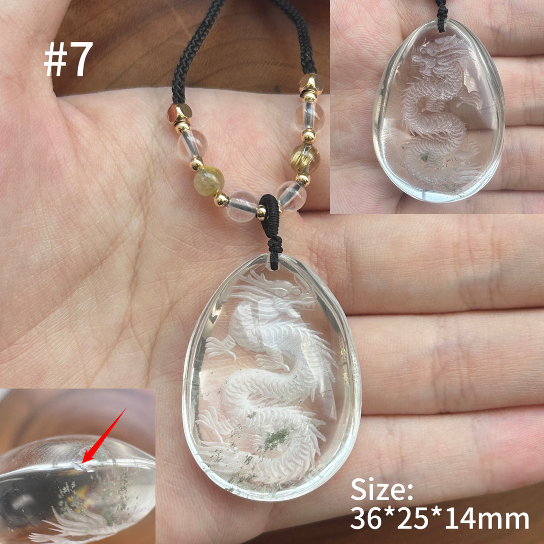 Unique Natural Garden Quartz Intaglio Crystal Pendant