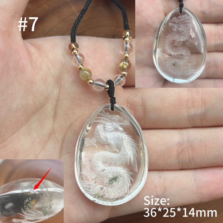 Unique Natural Garden Quartz Intaglio Crystal Pendant