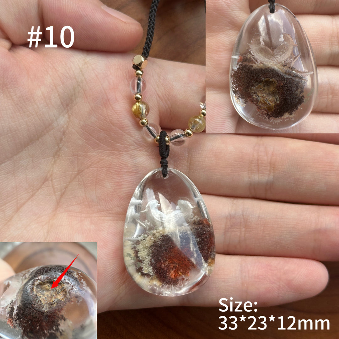 Unique Natural Garden Quartz Intaglio Crystal Pendant