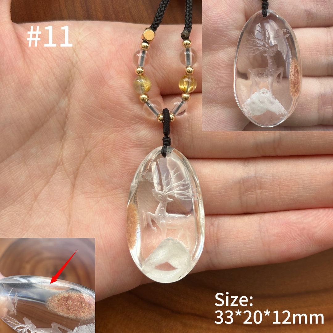 Unique Natural Garden Quartz Intaglio Crystal Pendant