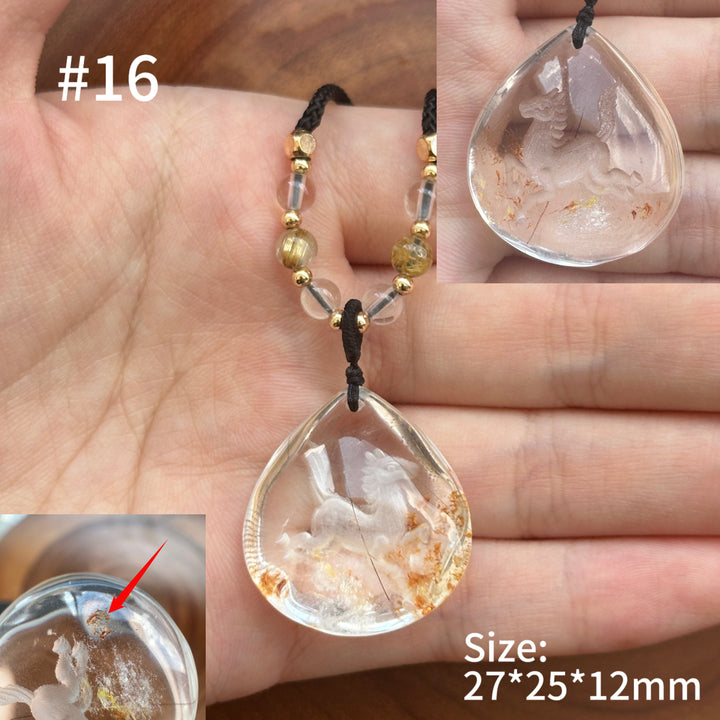 Unique Natural Garden Quartz Intaglio Crystal Pendant