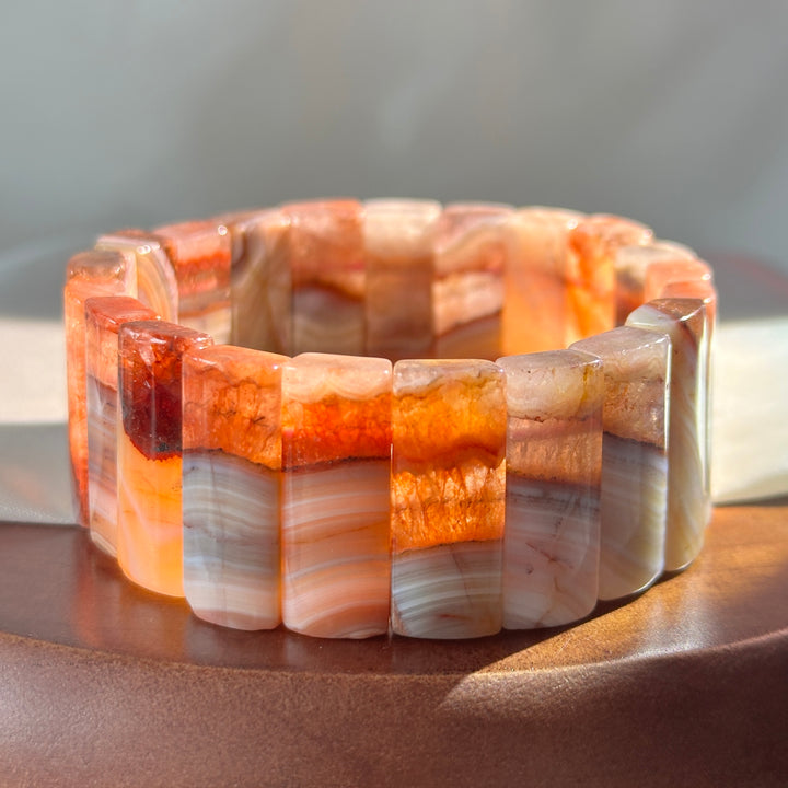 Amethyst Agate Square Bead Bracelet 6.0-6.8mm