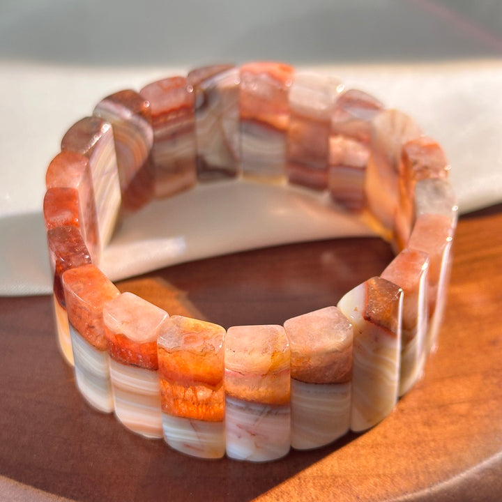 Amethyst Agate Square Bead Bracelet 6.0-6.8mm