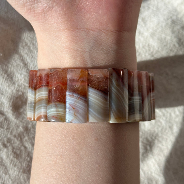 Amethyst Agate Square Bead Bracelet 6.0-6.8mm