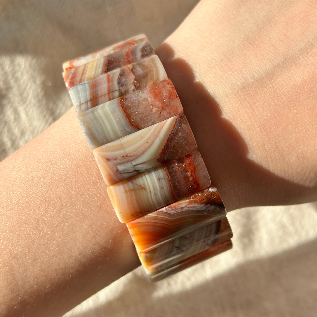 Amethyst Agate Square Bead Bracelet 6.0-6.8mm