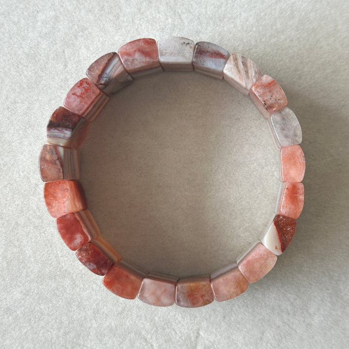 Amethyst Agate Square Bead Bracelet 6.0-6.8mm