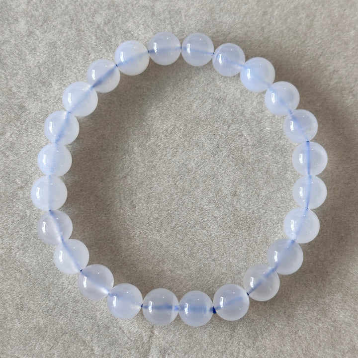 Blue Chalcedony Bead Bracelet 8.0-8.5mm