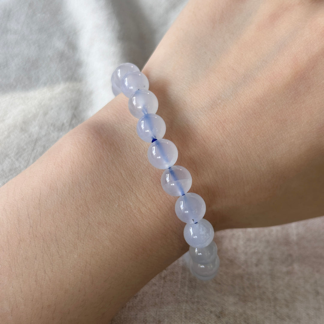 Blue Chalcedony Bead Bracelet 8.0-8.5mm
