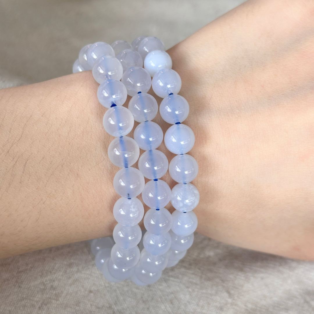 Blue Chalcedony Bead Bracelet 8.0-8.5mm