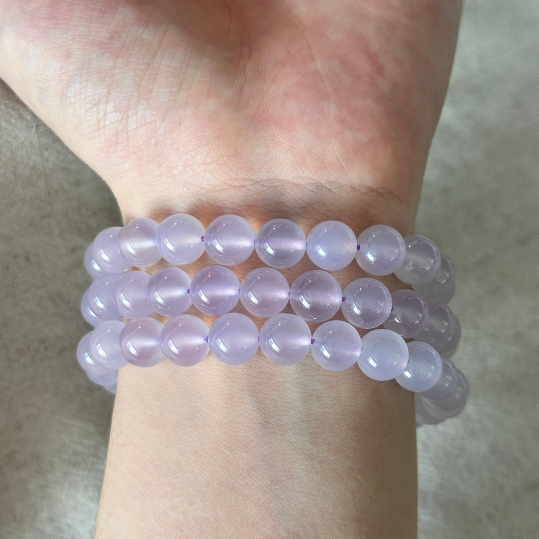 Purple Chalcedony Bead Bracelet 8.0-8.5mm