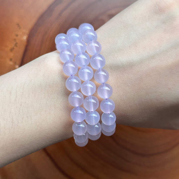 Purple Chalcedony Bead Bracelet 8.0-8.5mm