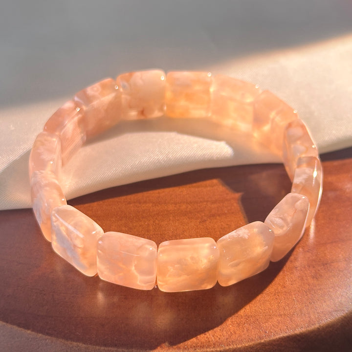 Flower Agate Square Bracelet 12.6-13.3mm
