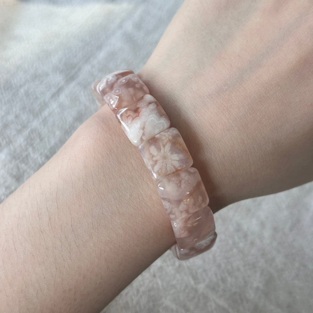 Flower Agate Square Bracelet 12.6-13.3mm