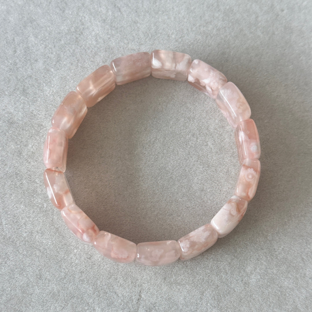 Flower Agate Square Bracelet 12.6-13.3mm