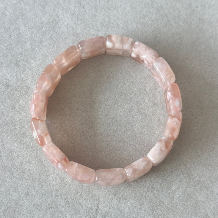 Flower Agate Square Bracelet 12.6-13.3mm