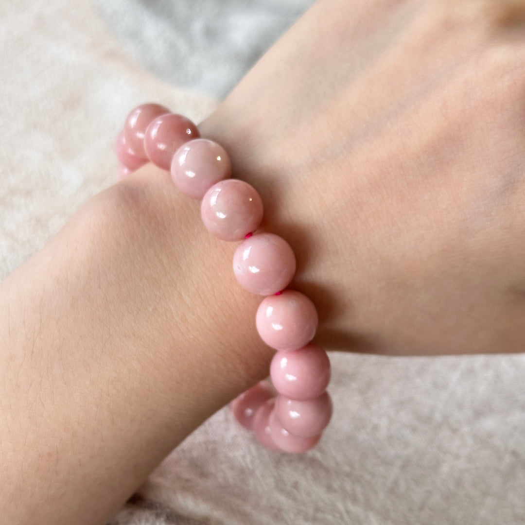 Pink Opal Bead Bracelet 10.8-11.2mm