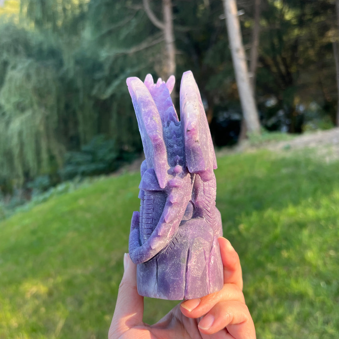 Unique Lepidolite Dragon Sculpture