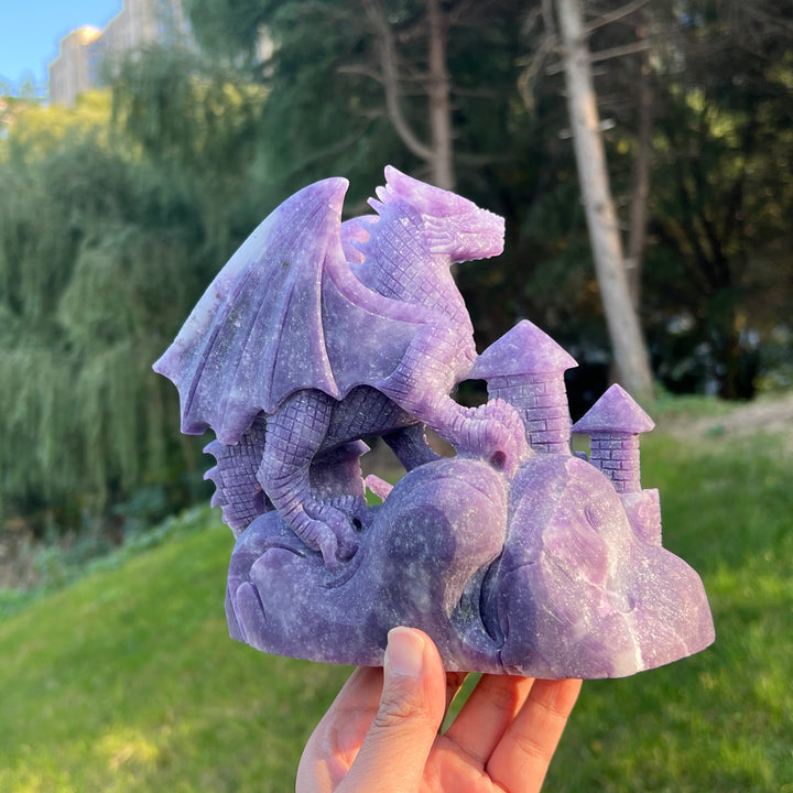 Unique Lepidolite Dragon Sculpture
