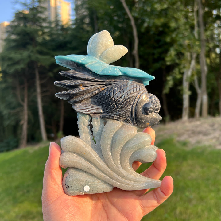 Unique Trolleite Goldfish Carving