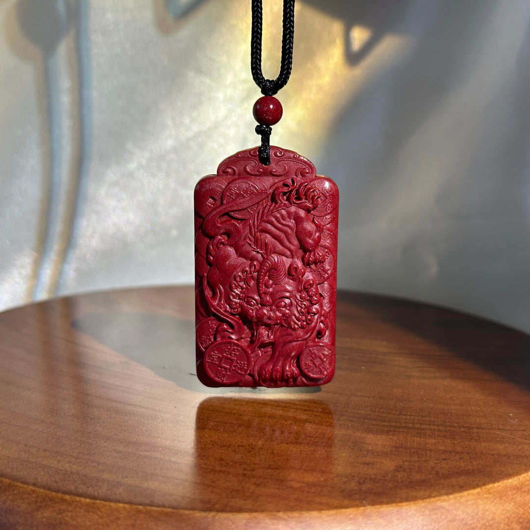 Natural Cinnabar Pixiu Pendant