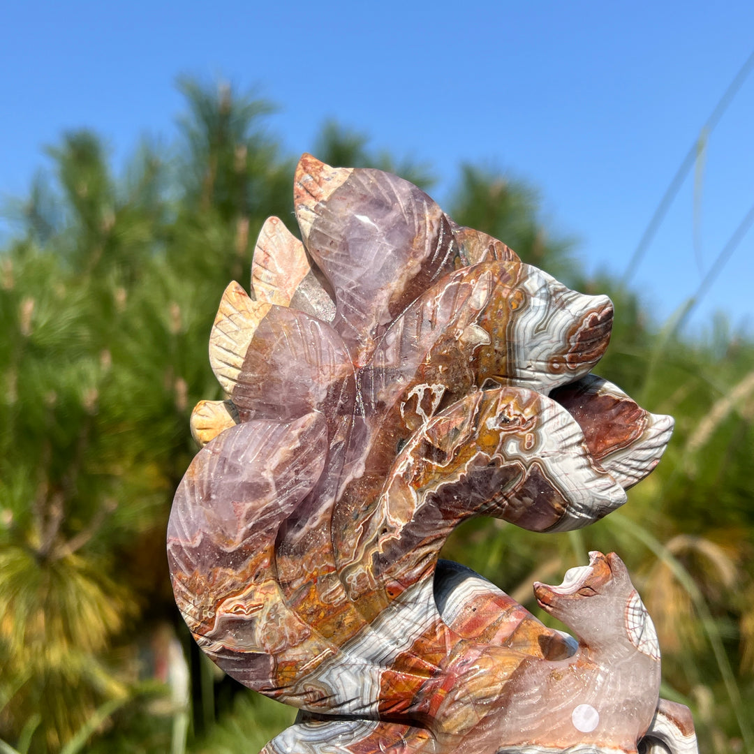 Unique Handmade Carving Amethyst Agate Nine-Tailed Fox