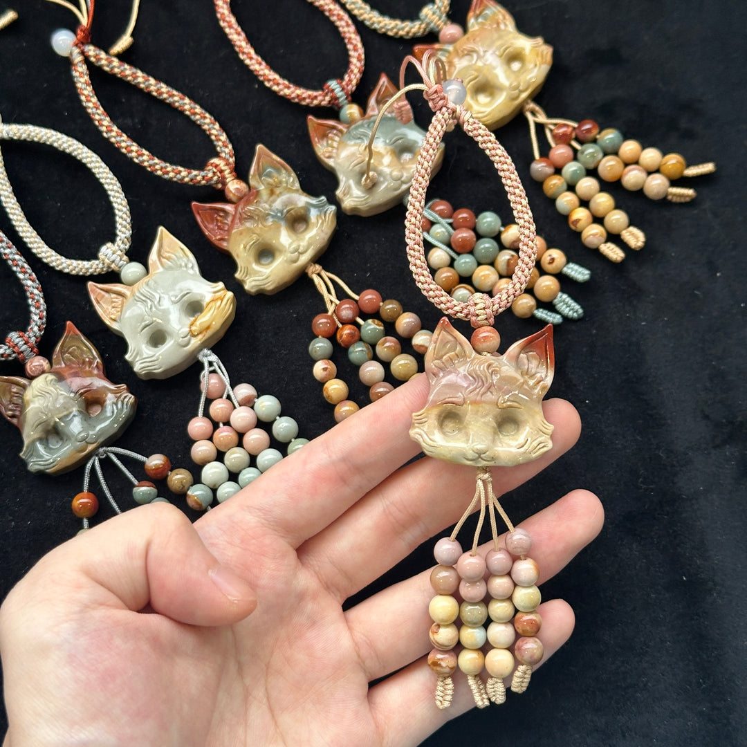 Natural Alashan Agate Fox Pendant