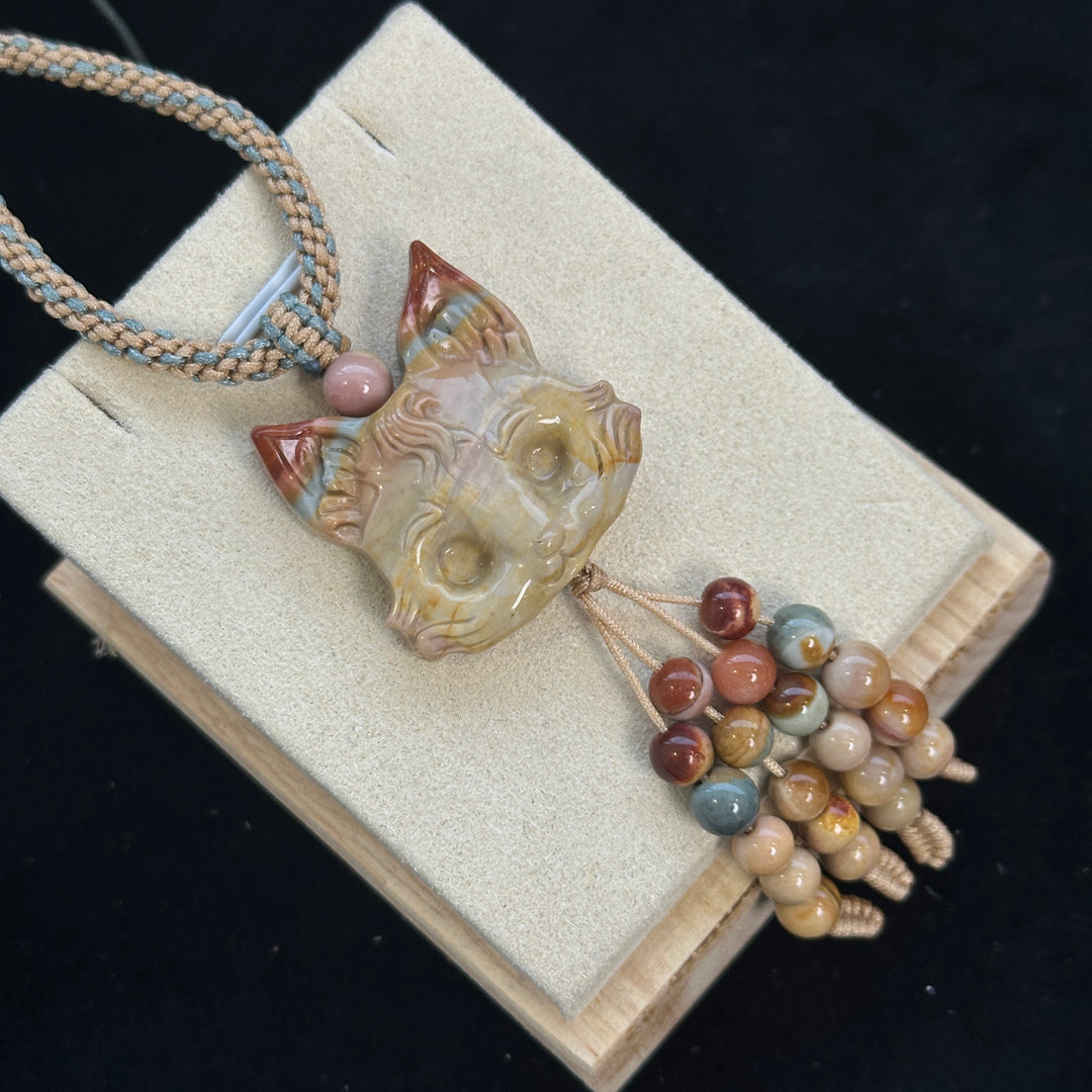 Natural Alashan Agate Fox Pendant