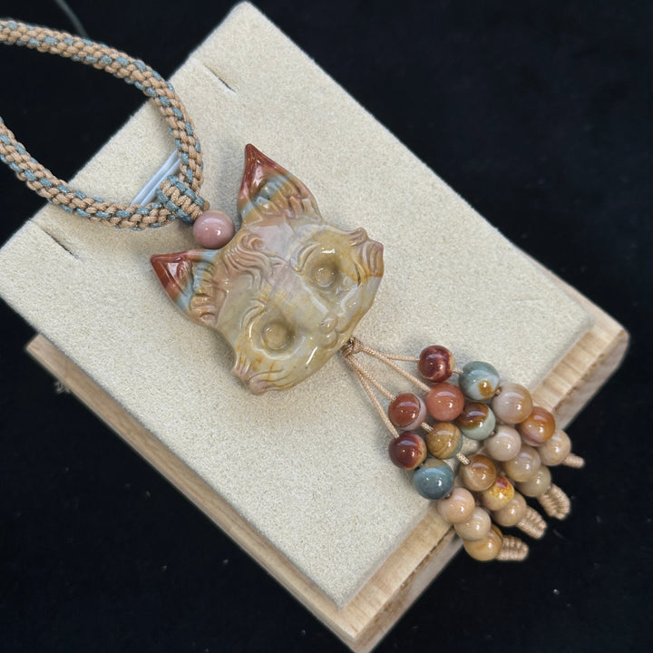 Natural Alashan Agate Fox Pendant