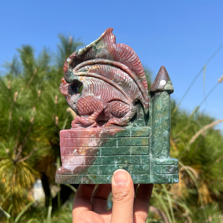 Unique Ocean Jasper Dragon Sculpture