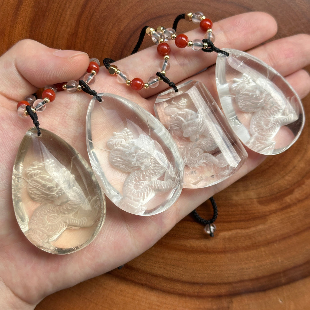 Unique Natural Crystal Dragon Pendant