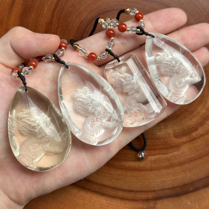 Unique Natural Crystal Dragon Pendant