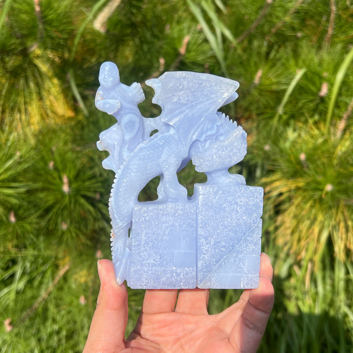 Unique Blue Lace Agate Dragon Sculpture