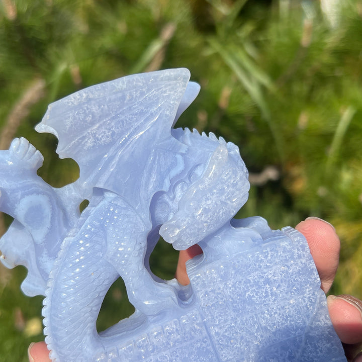 Unique Blue Lace Agate Dragon Sculpture