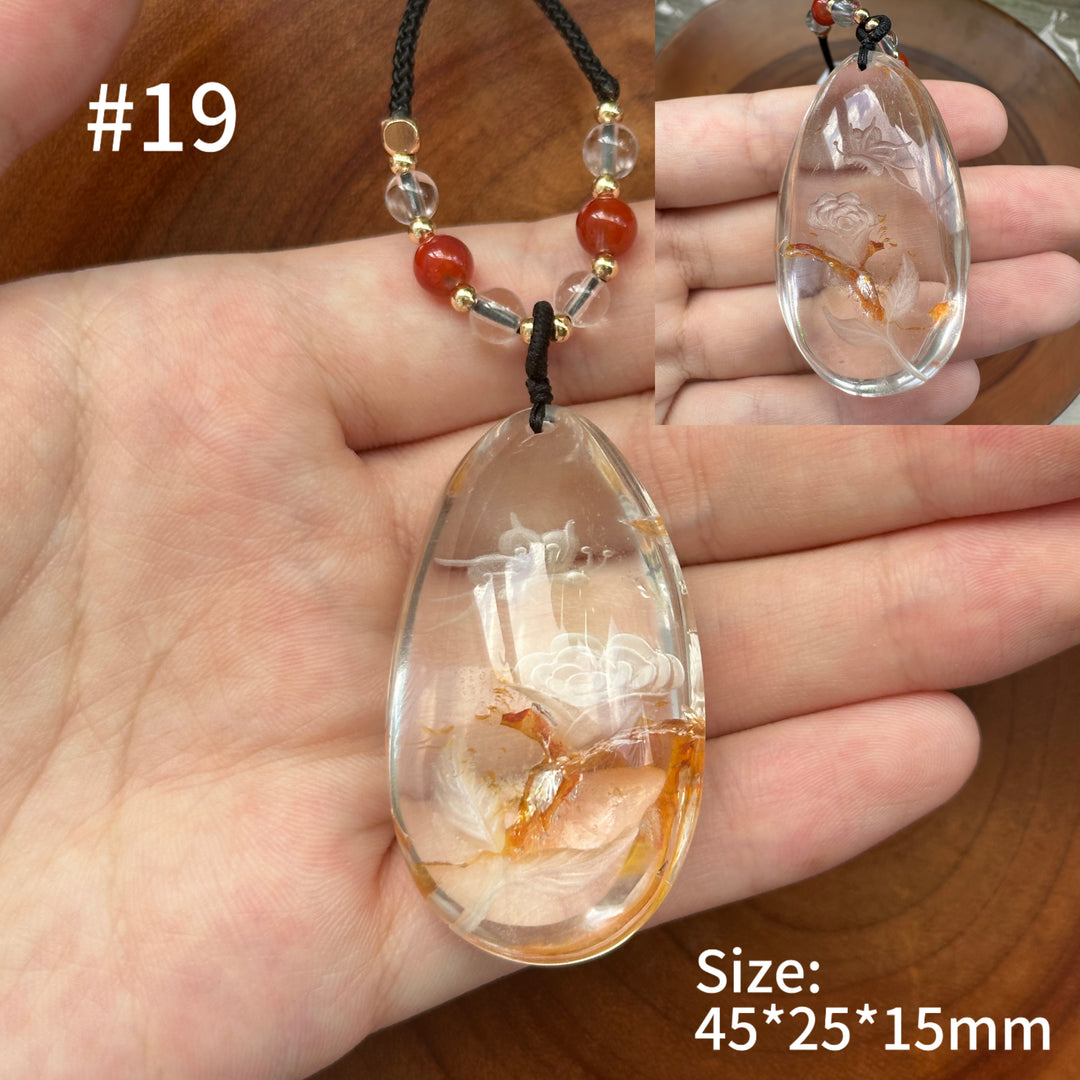 Unique Natural Garden Quartz Intaglio Crystal Pendant