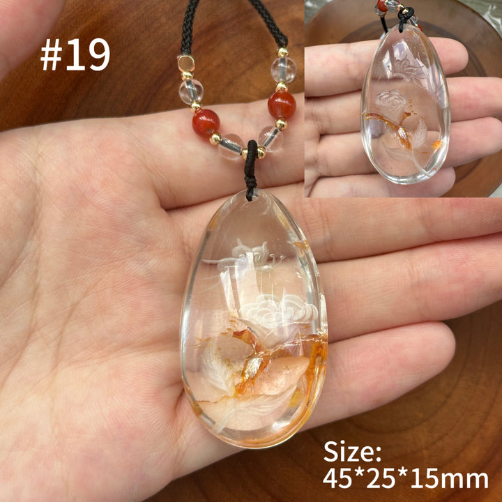 Unique Natural Garden Quartz Intaglio Crystal Pendant