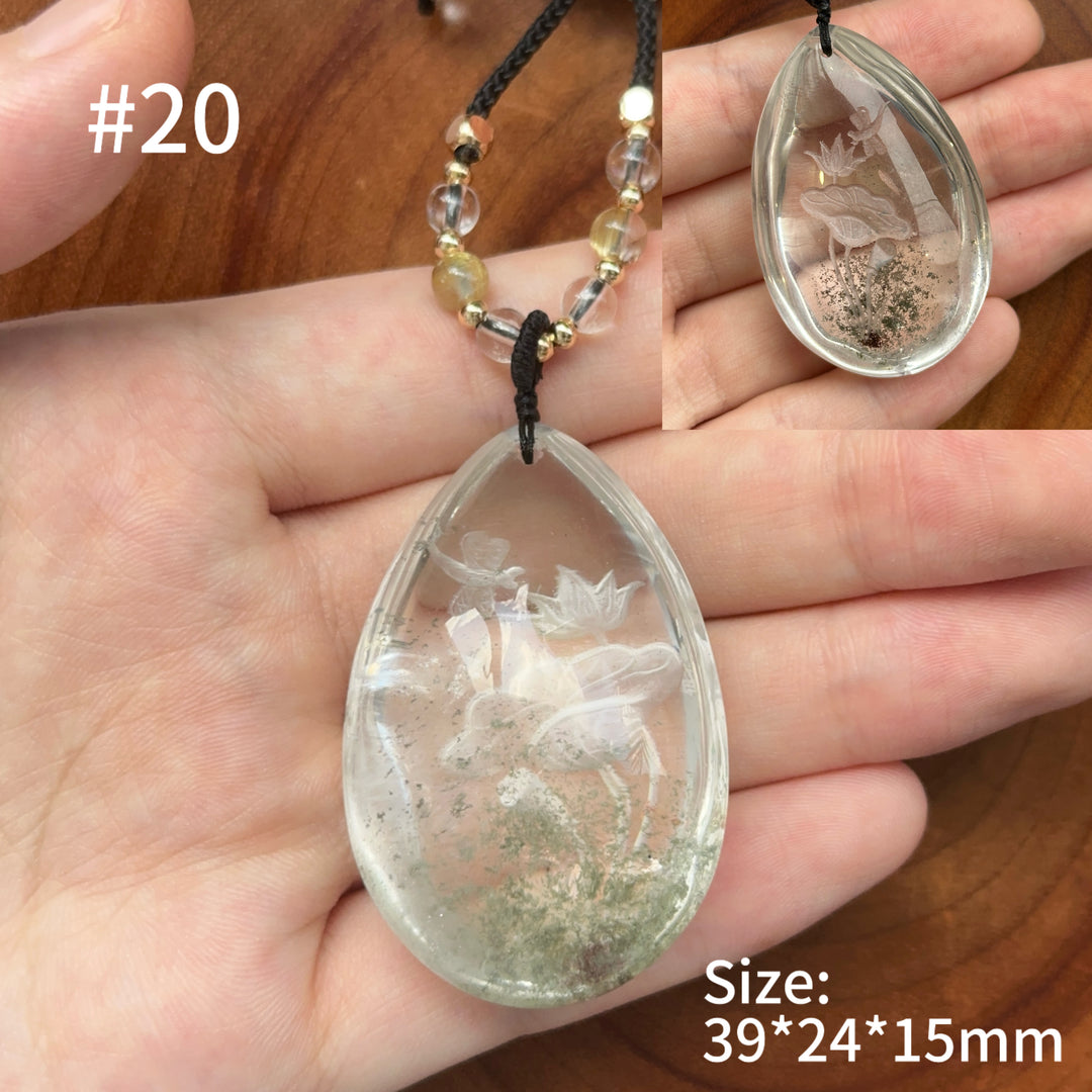 Unique Natural Garden Quartz Intaglio Crystal Pendant